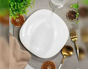 Тарелка десертная, стеклокерамика, 19 см, квадратная, Белый Квадро, Daniks, FFP-85/NFP-85T