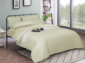 Комплект постельного белья, Страйп Сатин, 2.0-спальный, простынь евро, Postel'no, Фисташка